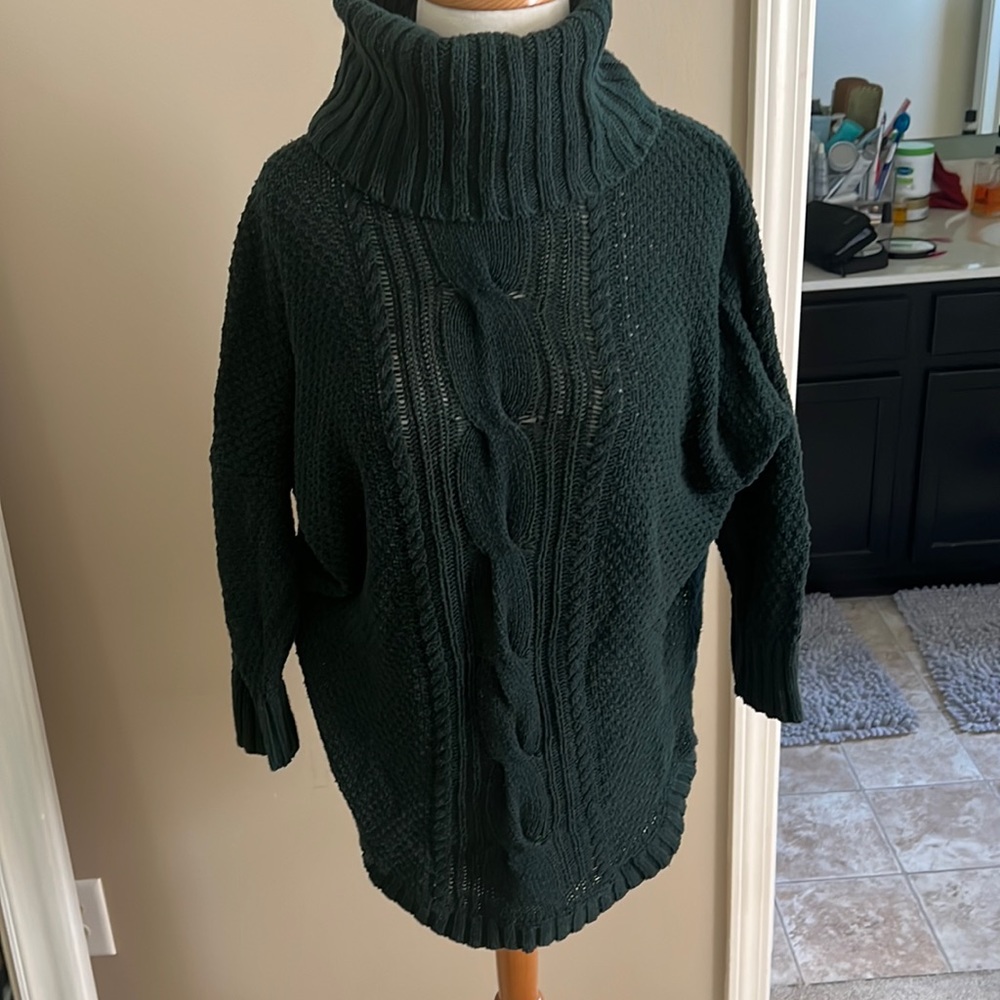 Express deep green cowl neck split hem sweater/ size medium